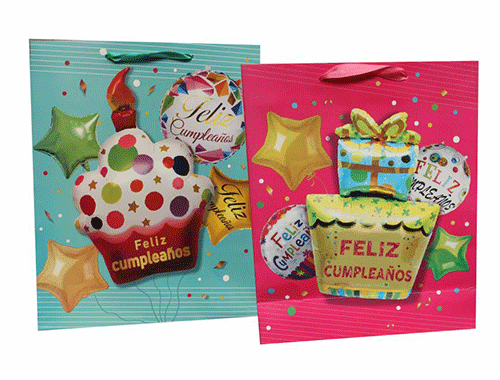 ZFI-0124 BOLSA DE REGALO CUMPLEAÑOS 30X42X12 CM CON 12 PZ O CAJA CON 30 PQTS