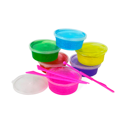 ZJ-1113 BOTE SLIME C/GRITTER, CON 6 PZS, O CAJA CON 96 PQTS