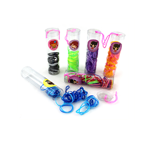 ZL-0003 TUBITO C/LIGAS P/CABELLO, CON 12 PZS, O CAJA CON 100 PQTS