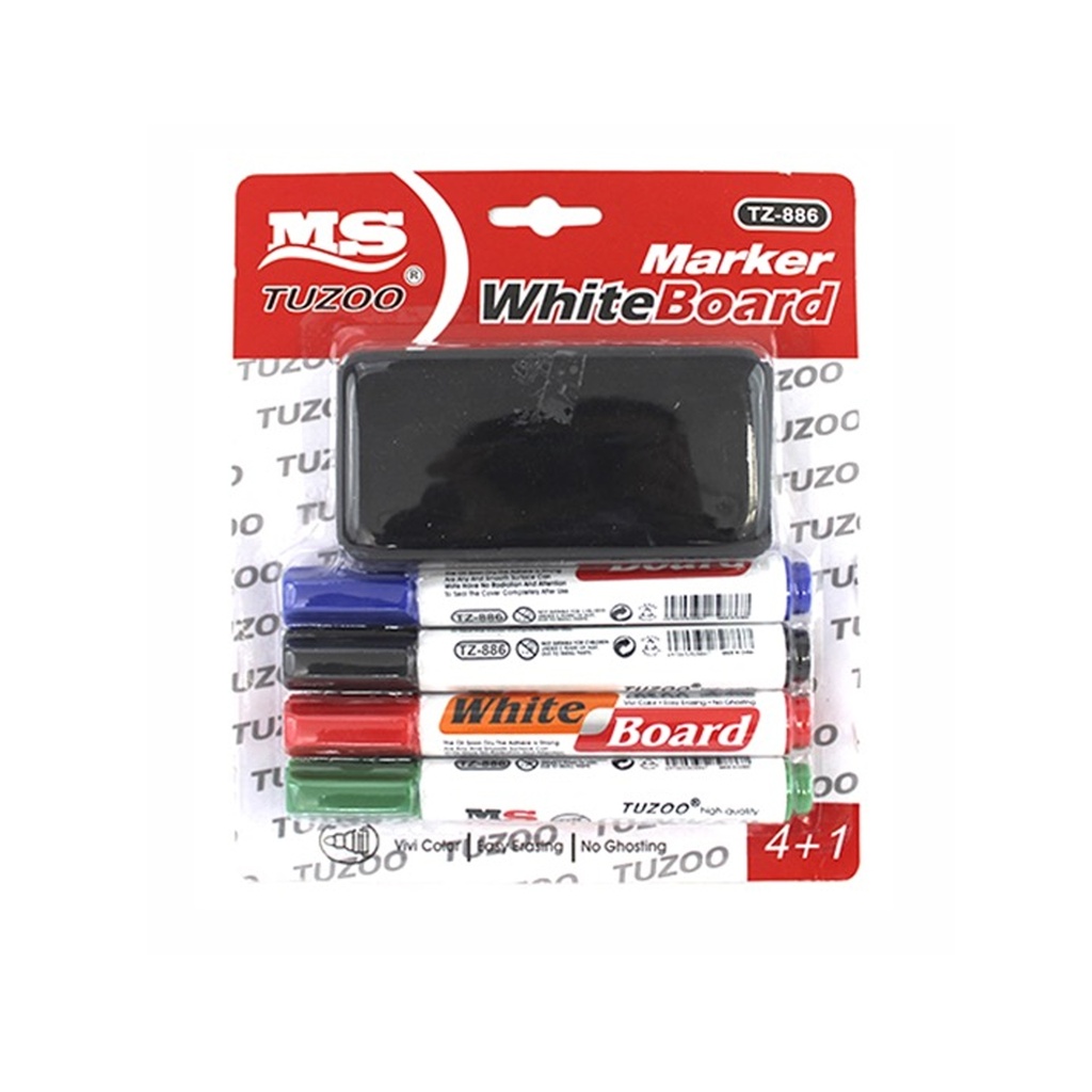 ZP-0403 SET 4 MARCADORES Y 1 BORRADOR P/PINTARRÓN, CON 1 PZ O CAJA CON 240 PZS