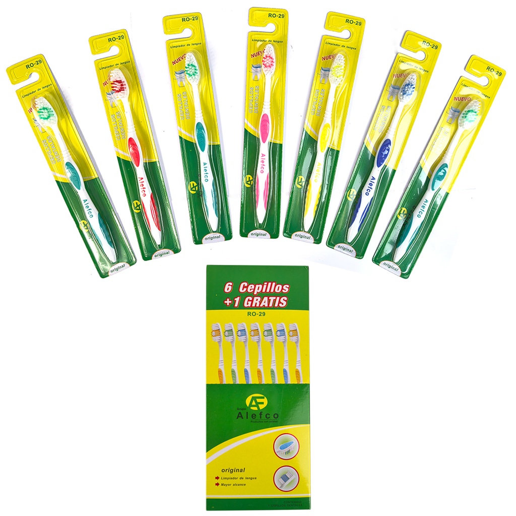 RO-29 CEPILLO DENTAL PAQ CON 7 PZS O CAJA CON 24 PQTS.