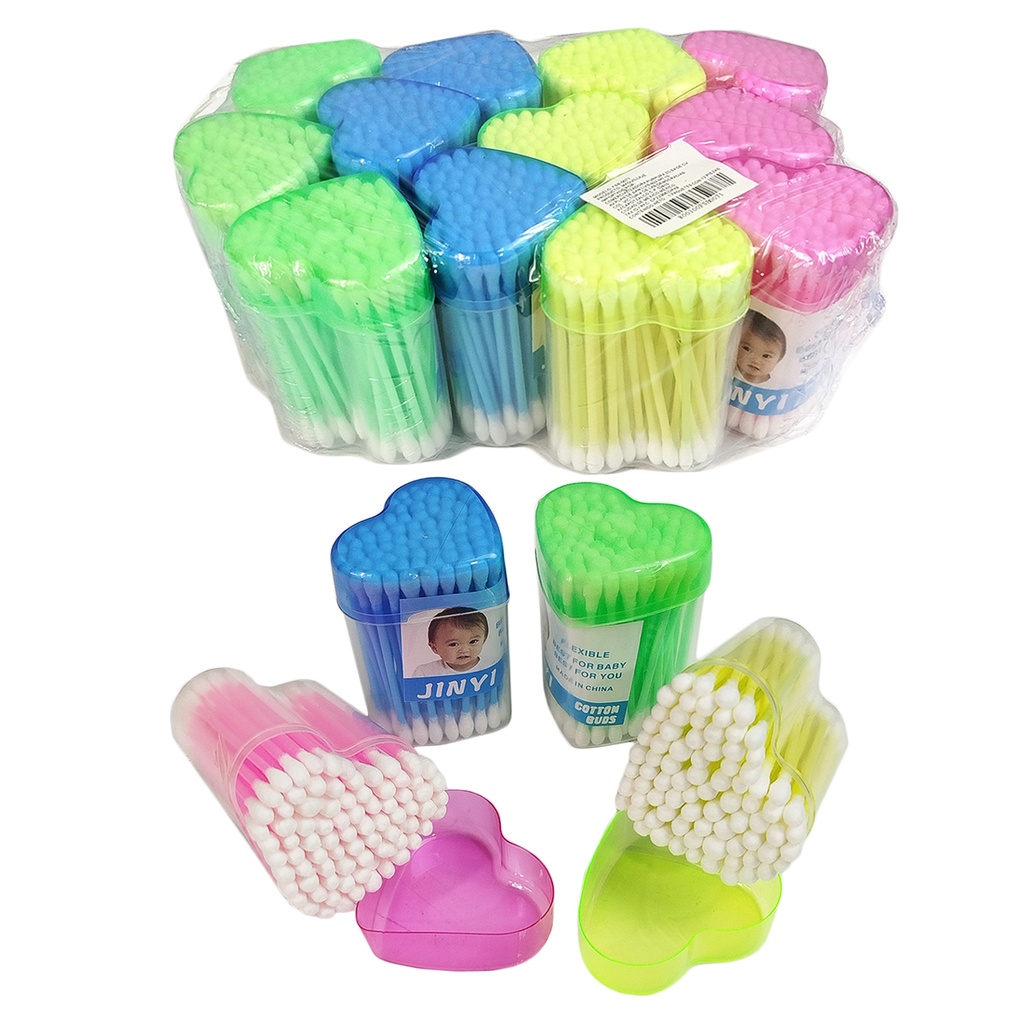 COTONETE CORAZON DE 8 X 6 CM CON 12 PZS O CAJA CON 20 PQTS