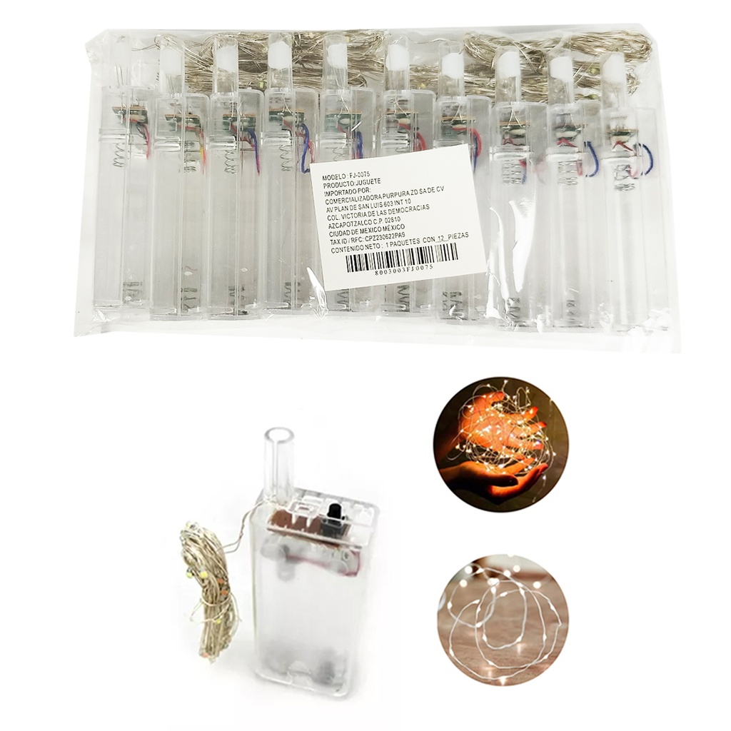 PAQUETE DE SERIE DE LUZ LED DE 9.3 X 3.3 CM CON 10 PZS O CAJA CON 48 PZS 