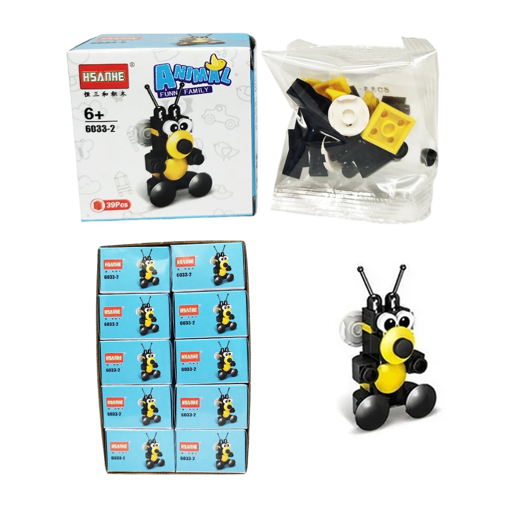 SET DE BLOQUES DE ENSAMBLAJE CON FIGURA DE ANIMALES CON 1 PZ O CAJA CON 400 PZS 