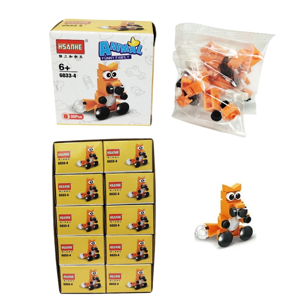 SET DE BLOQUES DE ENSAMBLAJE CON FIGURA DE ANIMALES CON 1 PZ O CAJA CON 400 PZS 