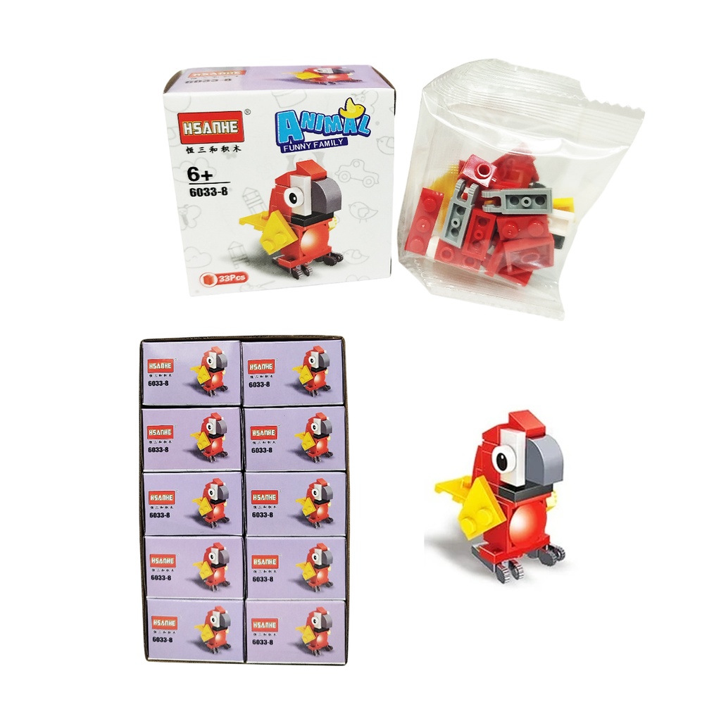 SET DE BLOQUES DE ENSAMBLAJE CON FIGURA DE ANIMALES CON 1 PZ O CAJA CON 400 PZS 