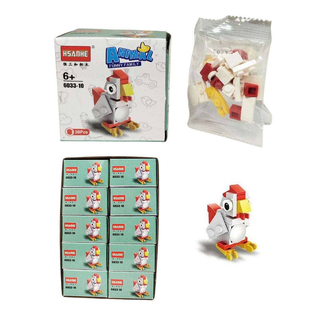 SET DE BLOQUES DE ENSAMBLAJE CON FIGURA DE ANIMALES CON 1 PZ O CAJA CON 400 PZS 