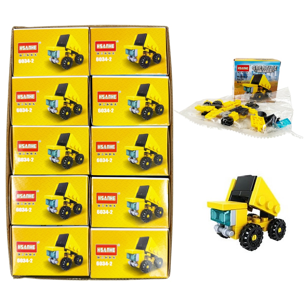 SET DE BLOQUES DE ENSAMBLAJE CON FIGURA DE CARRITO DE CONSTRUCCIÓN CON 1 PZ O CAJA CON 400 PZS 