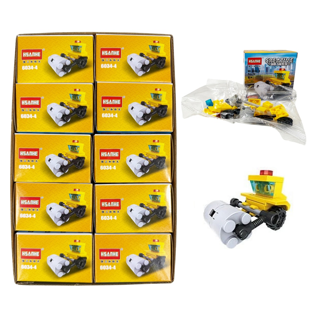 SET DE BLOQUES DE ENSAMBLAJE CON FIGURA DE CARRITO DE CONSTRUCCIÓN CON 1 PZ O CAJA CON 400 PZS 