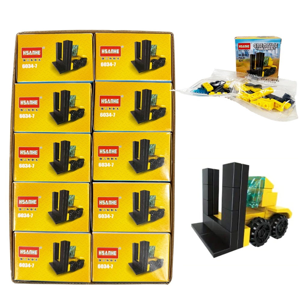 SET DE BLOQUES DE ENSAMBLAJE CON FIGURA DE CARRITO DE CONSTRUCCIÓN CON 1 PZ O CAJA CON 400 PZS 