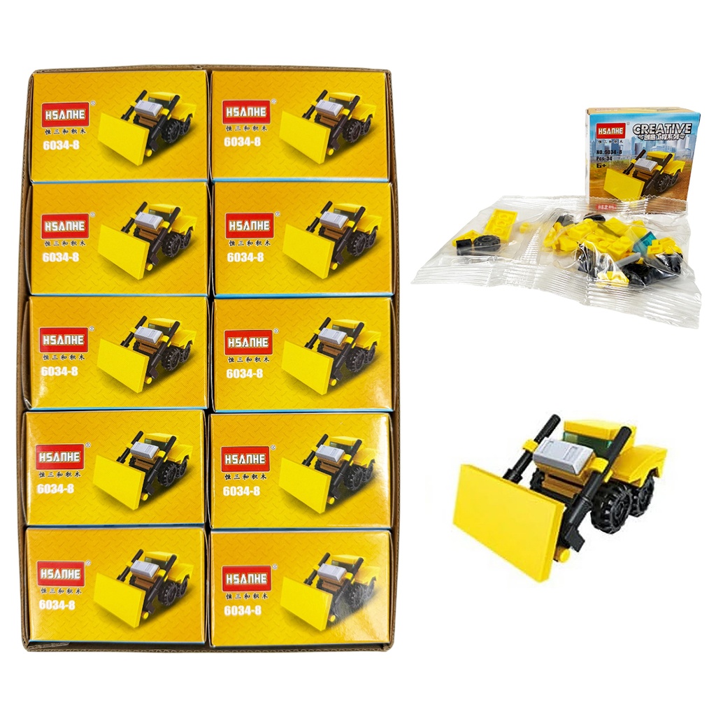 SET DE BLOQUES DE ENSAMBLAJE CON FIGURA DE CARRITO DE CONSTRUCCIÓN CON 1 PZ O CAJA CON 400 PZS 
