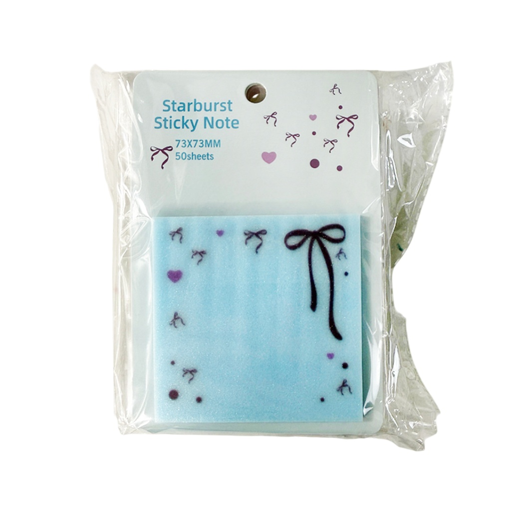 NOTAS ADHESIVAS DE 73 X 73 MM DE COLOR CON ESTAMPADO EN LA ORILLA CON 1 PZ O CAJA CON 1200 PZS 