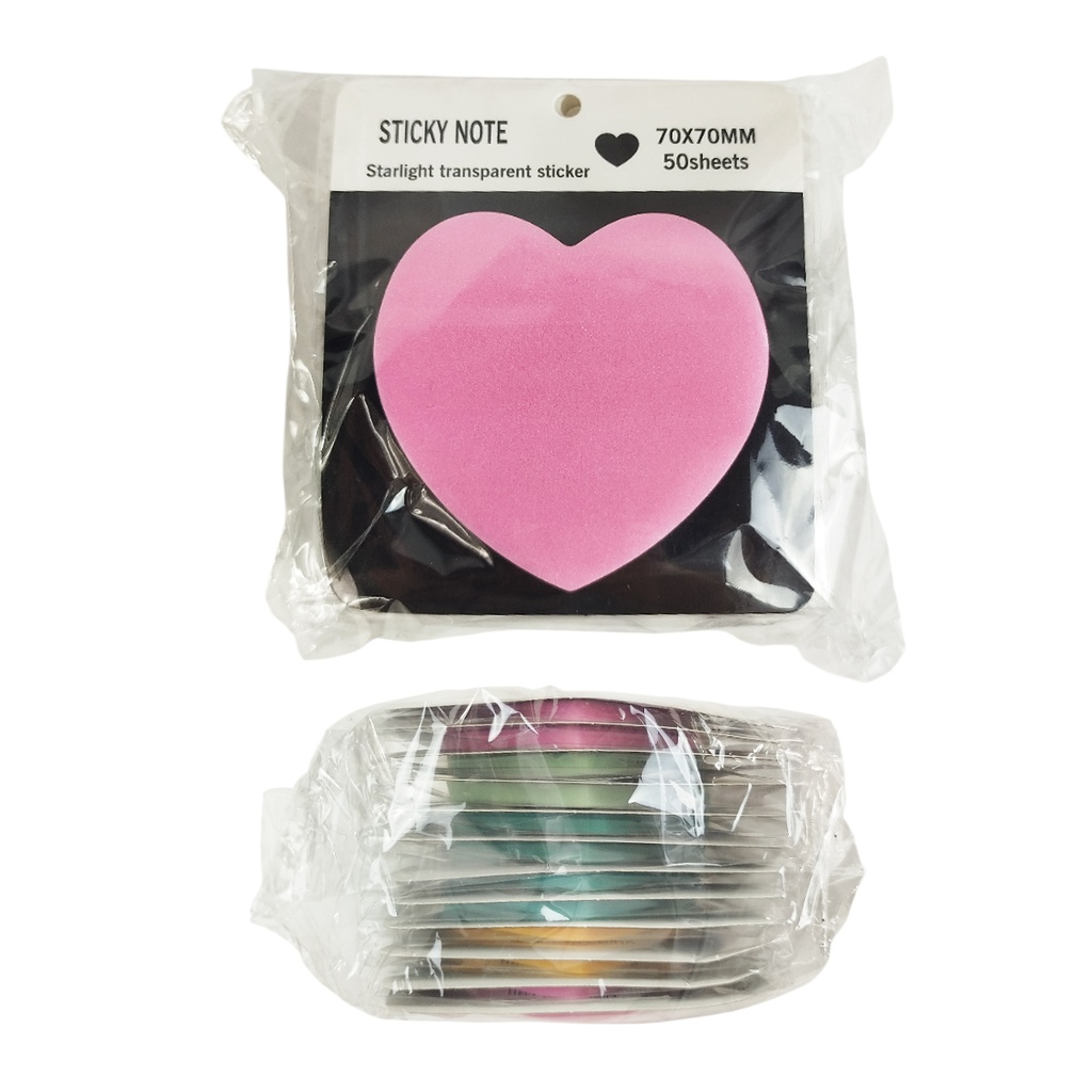 NOTAS AHESIVAS EN FORMA DE CORAZON DE 70 X 70 MM CON 1 PZ O CAJA CON 1200 PZS 