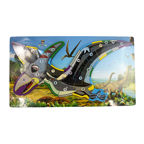 ROMPECABEZAS DIDACTICO DINOSAURIO DE 22.5X40CM, CON 1 PZ O CAJA CON 66 PZS