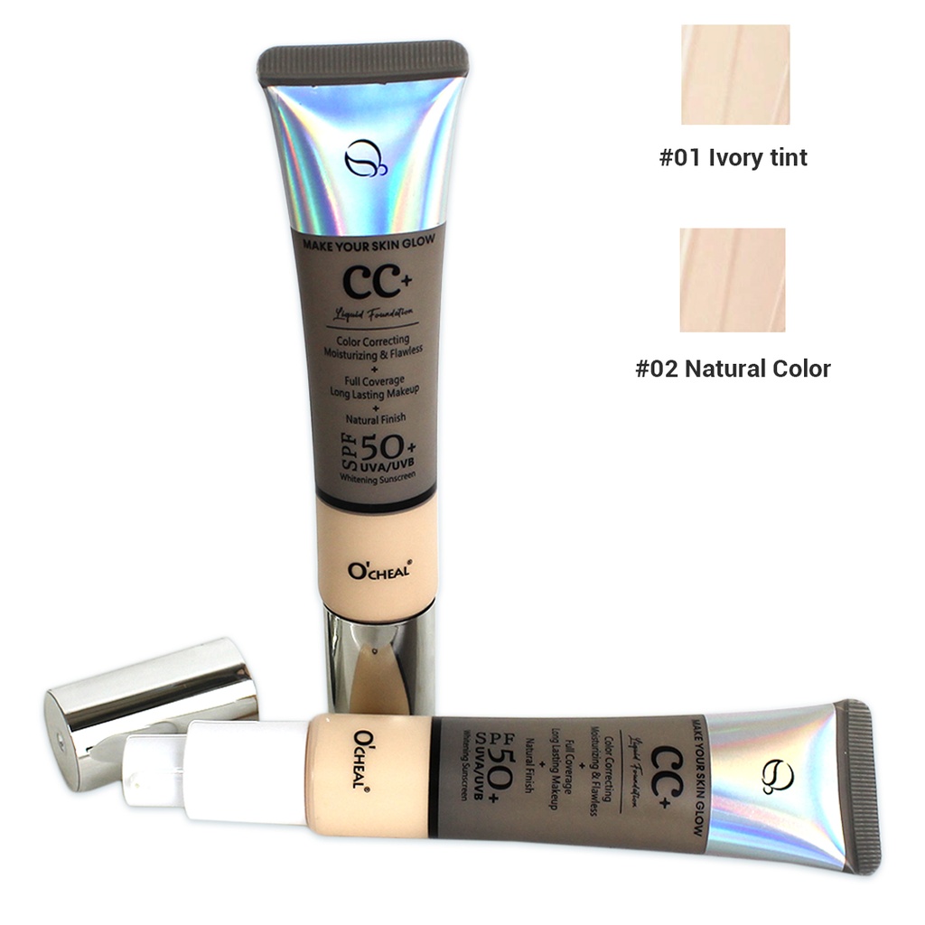 BASE LIQUIDA FACIAL LARGA DURACION CON COBERTURA COMPLETA DEJANDO UN ACABADO NATURAL CON 50 SPF DE 16.2 X 3.2 CM DE O´CHEAL DE 30 GR CON 1 PZ O CAJA CON 192 PZS