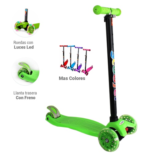 PATIN INFANTIL 3 RUEDAS C/LUZ, CON 1 PZ O CAJA CON 10 PZS