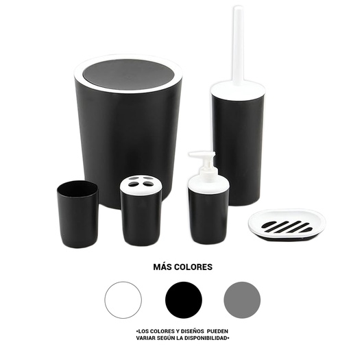 JUEGO DE 6 PZS DE ACCESORIOS DE BAÑO CON 1 PZ O CAJA CON 12 PIEZAS.