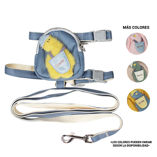 PECHERA CON MOCHILA Y CORREA PARA MASCOTA, CORREA DE 120 X 1.5 CM, CUELLO DE 36 CM Y PECHO DE 45 CM CON 1 PZ O CAJA CON 120 PZS