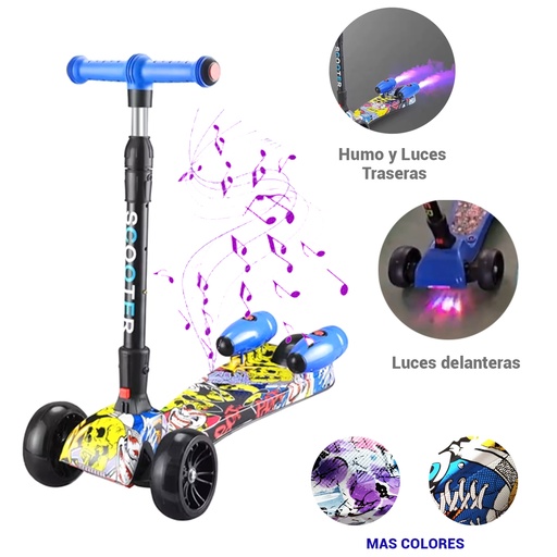 SCOOTER CON SONIDO, LUZ Y ROCIADOR DE HUMO, CON 1 PZ O CAJA CON 4 PZS