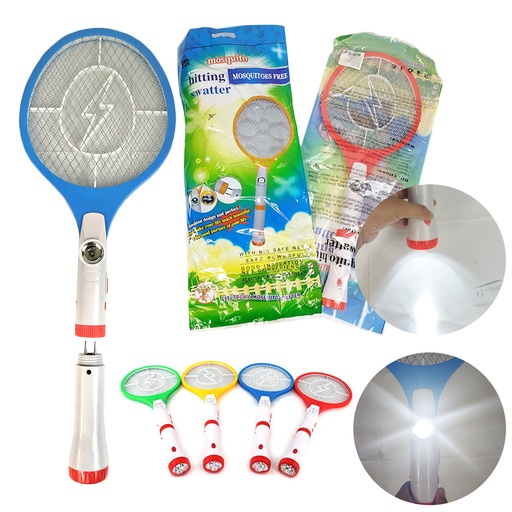 RAQUETA MATA INSECTOS RECARGABLE CON LUZ Y LAMPARA CON 1 PZ O CAJA CON 50 PZS