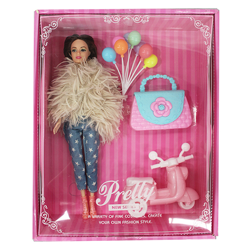 ZJ-1608 MUÑECA CON ACCESORIO DE MOTO Y GLOBOS CON 1 PZ O CAJA CON 60 PZS