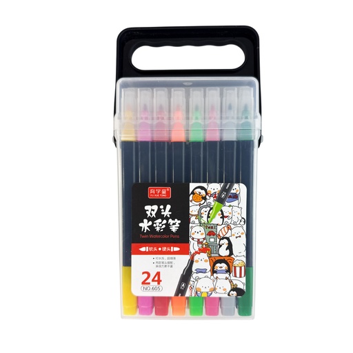 ZP-0954 PLUMINES DOBLE PUNTA CON 24 COLORES CON UNA PZ O CAJA CON 60 PQTS
