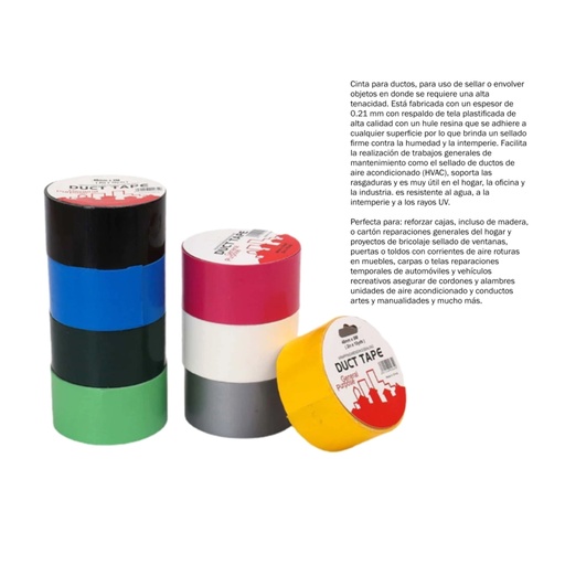 CINTA DUCT TAPE DE 48 MM CON 1 PZ O CAJA CON 72 PZS