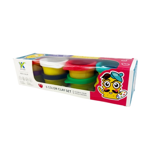 ZJ-1689 SET DE 8 BOTES DE PLASTILINA DE COLORES POR PAQUETE O CAJA CON 96 PQTS
