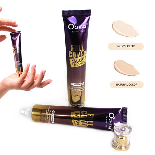 BASE LIQUIDA DE LARGA DURACION CON TEXTURA LIGERA, TRANSPARENTE Y SUAVE EL EFECTO DE MAQUILLAJE ES FRESCO Y DELGADO MEJORANDO EL TONO DE LA PIEL CON UN TONO NATURAL NUDE DE 2.5 X 15 CM DE 30 GR O´CHEAL CON 1 PZ O CAJA CON 192 PZS